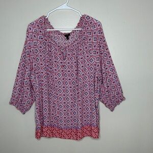 Talbots Geometric Boho Blouse 3X